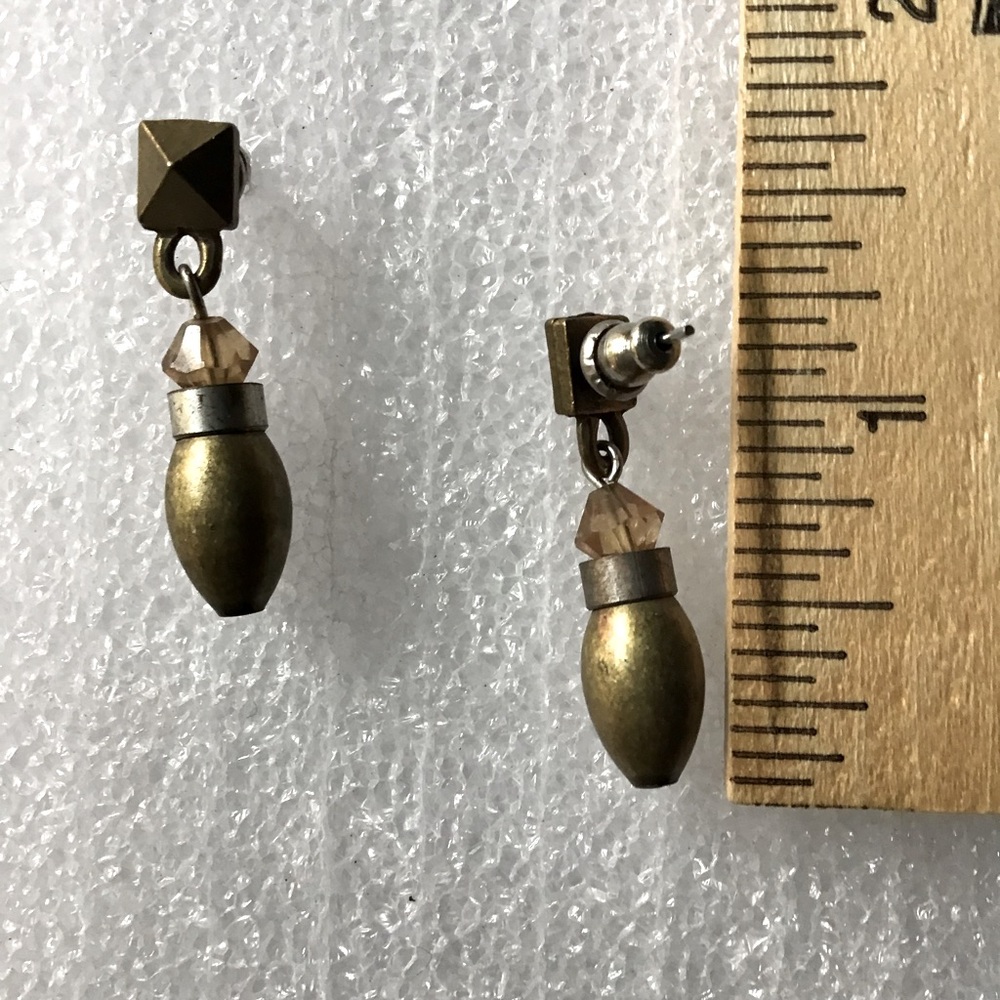 Gold and Crystal Dangle Earrings - Picture 2 of 2
